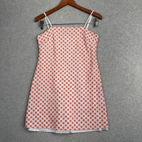 Francesca's Collections Dresses & Skirts - Mi Ami Floral Print Mini Dress Size M White Orange Cotton Lined Spaghetti Strap